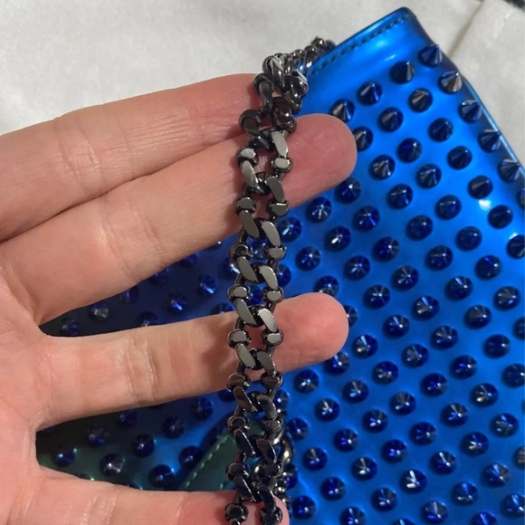 Christian Louboutin Loubiposh Blue Green Ocean Gradient Spike Clutch NEW - Picture 10 of 13